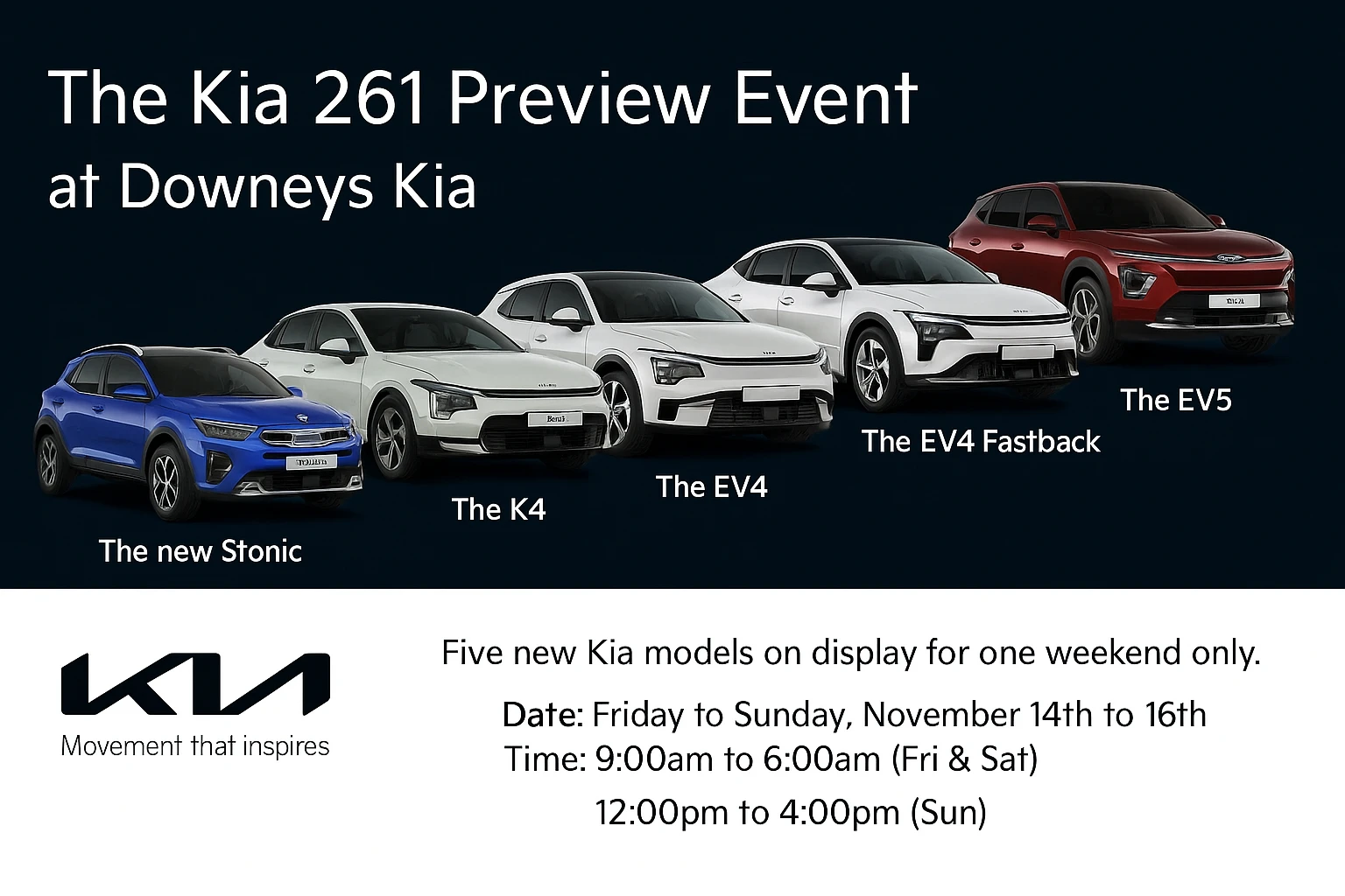 Kia 261 Preview Event - Nov 14th - 16th